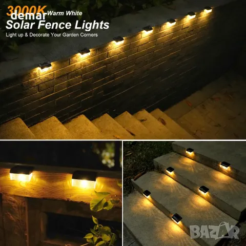 HAMLITE Соларни градински оградни лампи, 3000K Автоматично включване/изключване, 16 броя, снимка 5 - Соларни лампи - 50005499