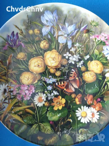 6бр Furstenberg Бавария немска колекционерска декоративна порцеланова чиния-картина/цветя, снимка 5 - Картини - 49231812