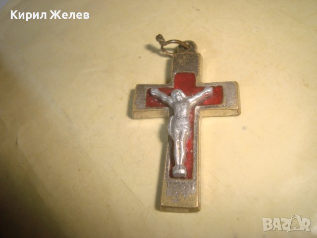 СТАРО БРОНЗОВО ПОСРЕБРЕНО РАЗПЯТИЕ КРЪСТЧЕ с ЕМАЙЛ-ЛАК 21238, снимка 7 - Антикварни и старинни предмети - 36903631