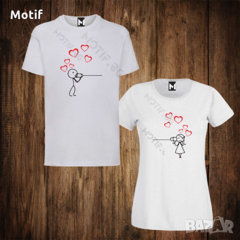 Тениски за двойки - Свети Валентин - мъжка тениска + дамска тениска , снимка 1 - Тениски - 27767701