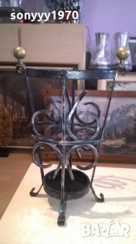 ПОСТАВКА ЗА ЧАДЪРИ ОТ КОВАНО ЖЕЛЯЗО И МЕСИНГ-50Х35СМ, снимка 7 - Колекции - 27400829