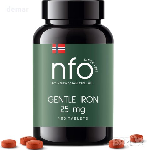 NFO Нежно желязо [100 таблетки] Норвежки натурален комплекс с високи дози желязо