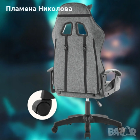 Ергономичен геймърски офис стол с лумбална и шийна опора – комфорт за игра и работа без умора, снимка 3 - Столове - 53086647