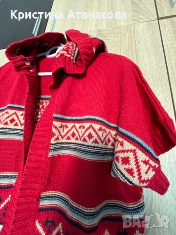 🎅 Дамска плетена жилетка с коледни национални елементи, снимка 4 - Жилетки - 52478897
