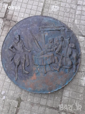 Огромно старо медно пано за стена - картина, снимка 6 - Антикварни и старинни предмети - 50989553