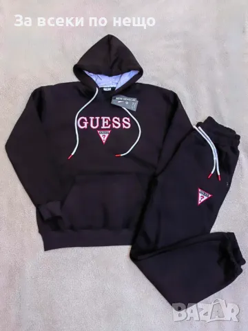 Дамски ватиран спортен комплект триконечна вата с бродирано лого Guess - 3 налични цвята Код B273, снимка 2 - Спортни екипи - 47755166