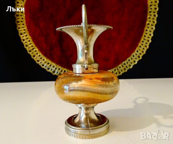 Посребрена амфора,ваза,свещник,оникс. , снимка 2 - Вази - 37369717