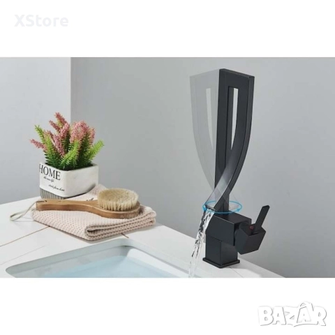 Смесител за мивка модел водопад, матов, черен, снимка 7 - Смесители - 52588666