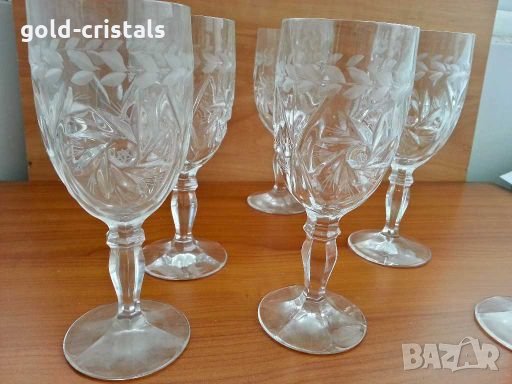  кристални чаши за вино , снимка 6 - Антикварни и старинни предмети - 28429063