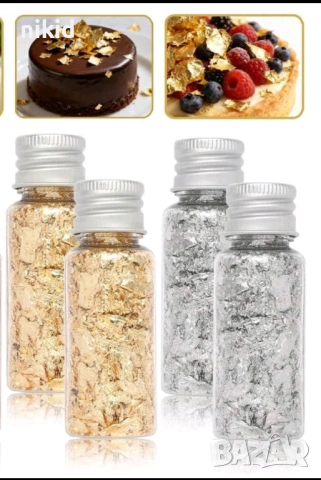 Шлак метал варак на люспи фолио сребро злато златно фолио за консумация ядивно декор десерти торта , снимка 14 - Други - 29327305