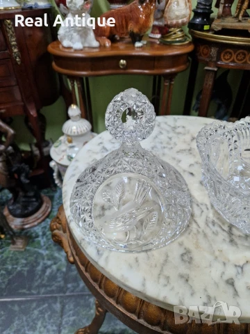 Страхотна антикварна колекционерска немска кристална бомбониера , снимка 6 - Антикварни и старинни предмети - 51008999