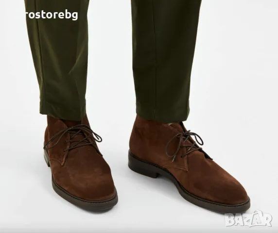 (-60%) Мъжки боти естествен велур Selected Homme, Кафяв, 42, снимка 3 - Мъжки боти - 48523913