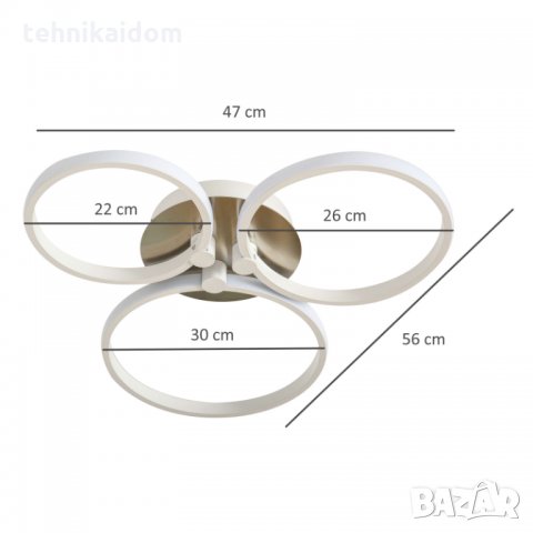 Полилей/таванна лампа ЛЕД Homcom 3 кръга бяла внос от Германия, снимка 3 - Лампи за таван - 34786505