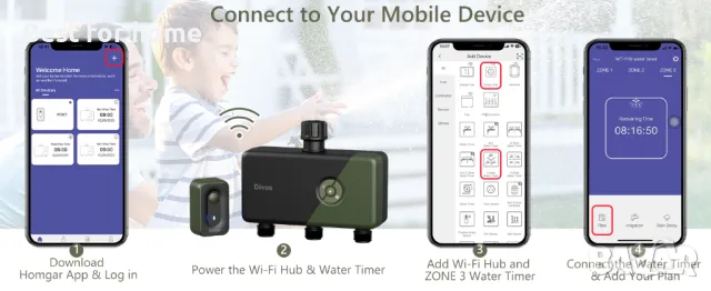 Diivoo WiFi смарт воден таймер с ХЪБ- програматор с 3 зони., снимка 10 - Напояване - 48772098