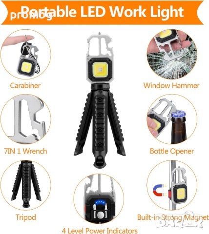 многофункционална LED лампа, фенер 800 lm, отвертка, статив,, снимка 3 - Лед осветление - 43988082