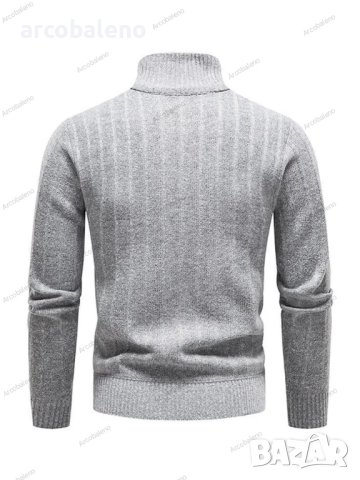 Мъжки ежедневен пуловер с V-образно деколте и цип със стояща яка, 3цвята - 023, снимка 12 - Пуловери - 43148208