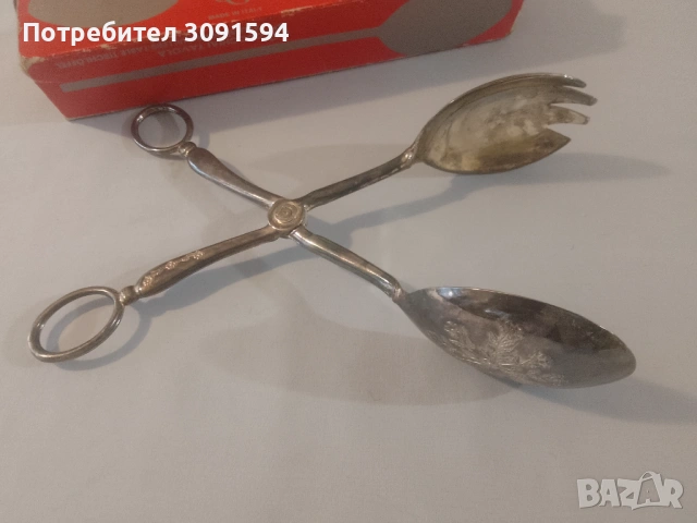  Посребрена Стилна италианска щипка за сервиране , снимка 2 - Прибори за хранене, готвене и сервиране - 53091367