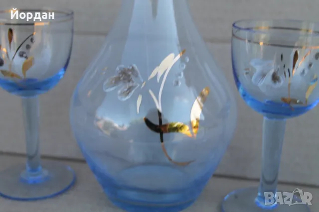 Стар стъклен винтидж сервиз за ракия/алкохол , снимка 6 - Антикварни и старинни предмети - 50363711