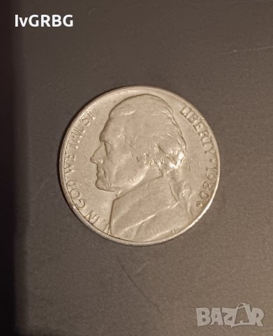 5 цента 1980 САЩ Томас Джеферсън , снимка 3 - Нумизматика и бонистика - 43545619