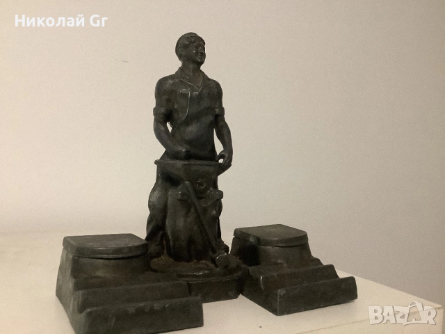 Мастилница времената на социализма отлично състояние  метална сплав, снимка 6 - Колекции - 52351135