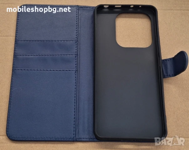 Redmi Note 14 4G калъф страничен с прегради и закопчаване черен син , снимка 6 - Калъфи, кейсове - 50482344