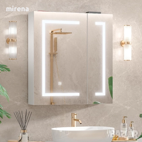ЛЕД LED шкаф за баня, с огледало, с осветление, 60 * 65 17, снимка 2 - Шкафове - 51659205