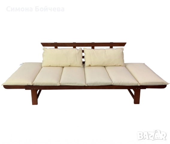Диван Muhler Meranti с матрак и възглавница BEIGE, снимка 4 - Дивани и мека мебел - 52807492