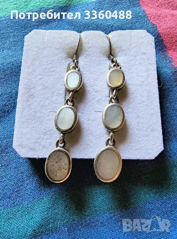 сребърни обеци с седеф, снимка 4 - Обеци - 51044155