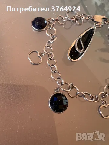 Дамска сребърна гривна с висулка  за колие , снимка 2 - Гривни - 49134656