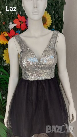 официална обемна рокля обсипана с пайети, снимка 5 - Рокли - 43501319