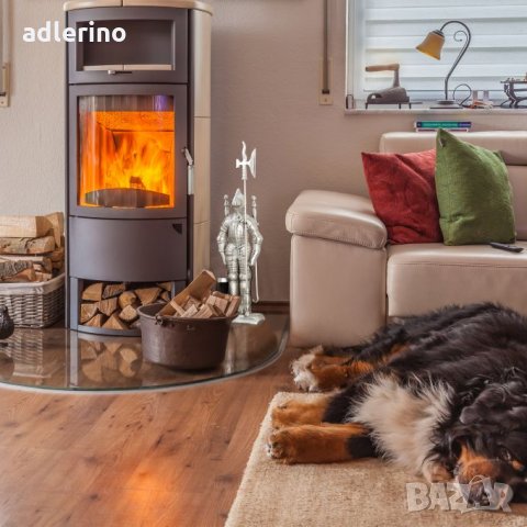 Прибори за камина Рицар, 72 см, чугун, 4 части, сребрист, снимка 6 - Статуетки - 34152825