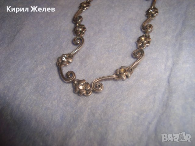 СТАРА СКЪПОЦЕННА АР НУВО ФЛОРАЛНА с ЧЕТИРИЛИСТНИ ДЕТЕЛИНКИ ГРИВНА СРЕБРО 900 РЪЧНА ИЗРАБОТКА 28715 , снимка 8 - Гривни - 37252456