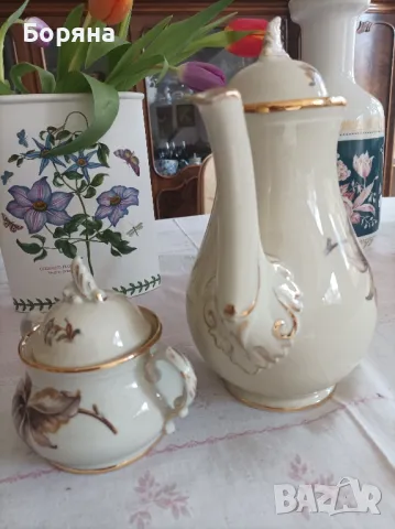 Двойка чайник и захарница KPM Kobenhavns Porcellains Maleri , снимка 6 - Сервизи - 49130742