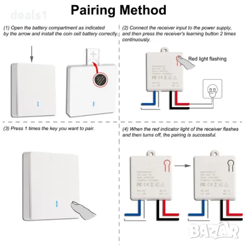 Универсален безжичен интелигентен превключвател RF433Mhz, снимка 4 - Друга електроника - 47864932