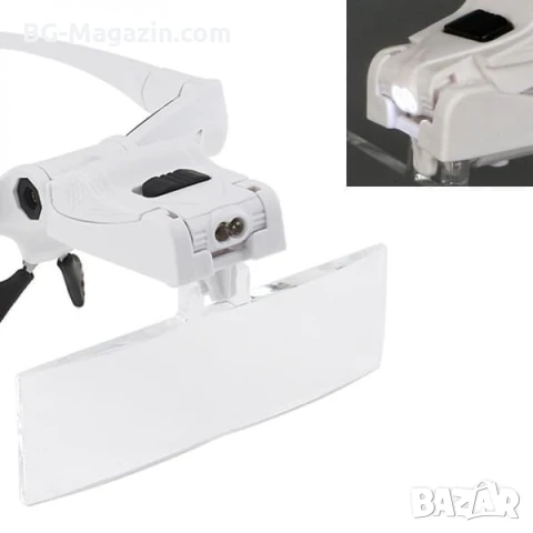 Увеличителна лупа за глава очила лед осветление за четене гоблени шиене бродиране LED мощна лампа, снимка 4 - Други инструменти - 50919319