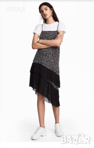 Нова рокля - 55% H&M черно бяла на точки M размер