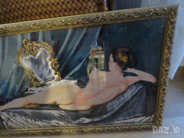 картина, еротика гоблен картина  с красива рамка - Дамата пред огледалото -  18+ , снимка 4 - Декорация за дома - 28206350