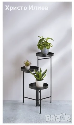 Метален цветарник Поставка за Саксия за цветя 3бр Декоративна стойка, снимка 6 - Стайни растения - 50468000