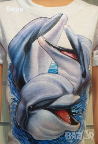 Нова детска тениска с трансферен печат Три делфина, Делфини, снимка 2 - Детски тениски и потници - 28454177