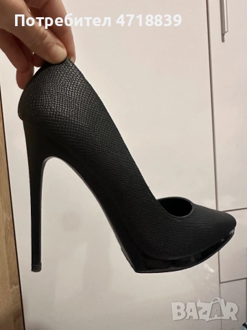 Черни обувки на ток, снимка 4 - Дамски обувки на ток - 53293743