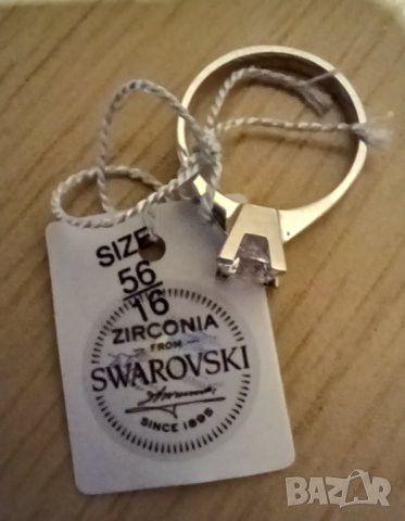Сребърен пръстен с циркониев кристал Сваровски, снимка 5 - Пръстени - 35726314