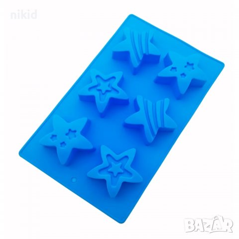 6 Големи звезди Звезда силиконов молд форма калъп фондан шоколад гипс свещ сапун кексчета мъфини, снимка 6 - Форми - 39224047