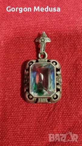 Антична голям арт деко висулка от немско сребро 835 проба, снимка 2 - Колиета, медальони, синджири - 49702103