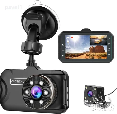 Dashcam предна и задна камера за кола CHORTAU 32GB Карта 1080P 3" IPS Loop Recording, снимка 1 - Аксесоари и консумативи - 47380438