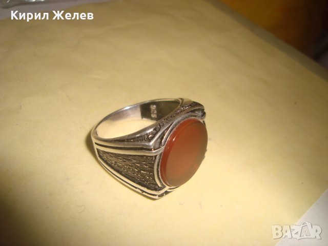 МАЙСТОРСКИ СРЕБЪРЕН МАСИВЕН ПРЪСТЕН с ШЛИФОВАН КАРНЕОЛ ОКСИДИРАНО СРЕБРО 925 ЮВЕЛИРНА ИЗРАБОТА 22380, снимка 10 - Пръстени - 33045520