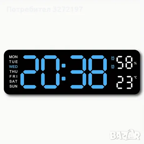 RIDAHOME Голям екран,цифров настолен/стенен часовник, снимка 5 - Декорация за дома - 48830427