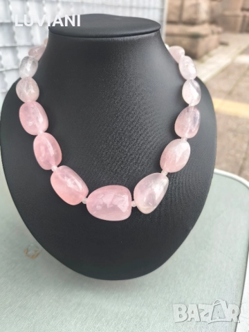 Колие Розов Кварц , снимка 3 - Колиета, медальони, синджири - 52534533