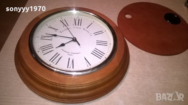 немски дървен часовник-31х5см-внос германия, снимка 5 - Колекции - 26365484