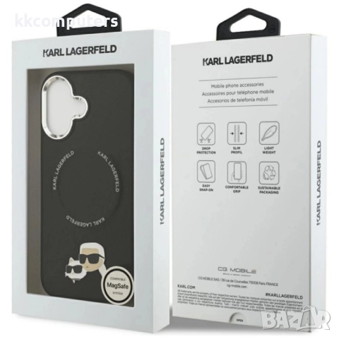 Оригинален кейс Karl Lagerfeld Karl and Choupette Pins MagSafe и Протектор За iPhone 17 (6.3), Черен, снимка 5 - Калъфи, кейсове - 52213333