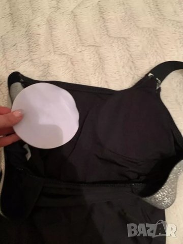  Уникален черен цял бански с блестящи презрамки, снимка 8 - Бански костюми - 27529910